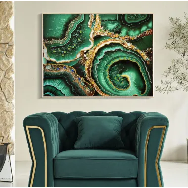 Malowany Obraz na Płótnie Lakierowany Szmaragd -A- z Ramą 82x4x62 cm